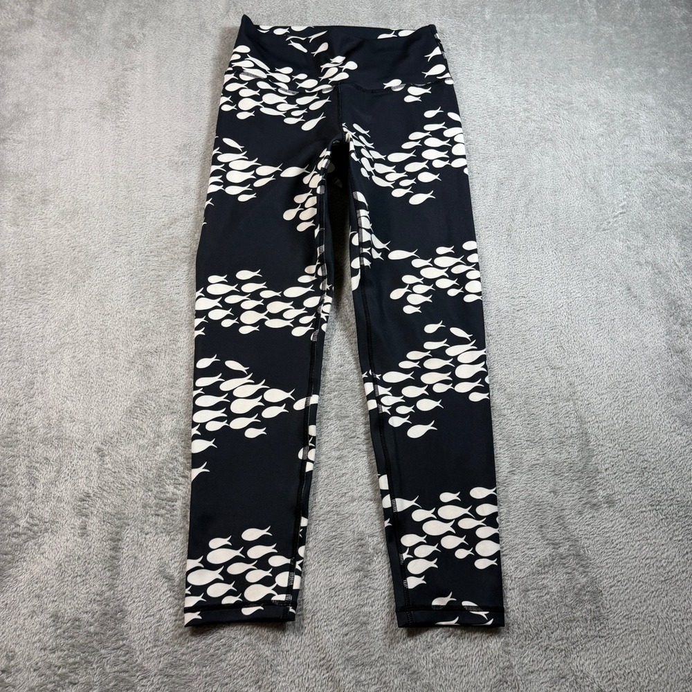 Fighting Eel Ava Sky Fit Leggings Womens Small Black Fish Print High Waisted